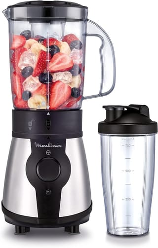 Ver en Amazon: Moulinex Blend&Go LM1B1D - Batidora de vaso de 300 W, batidora smoothie con jarra de plástico de 750 ml